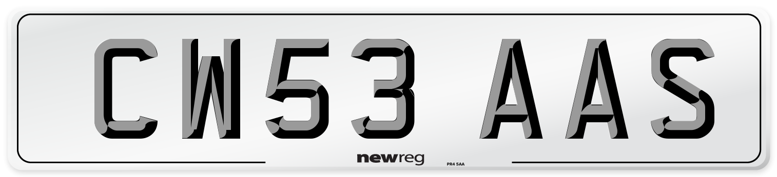 CW53 AAS Number Plate from New Reg